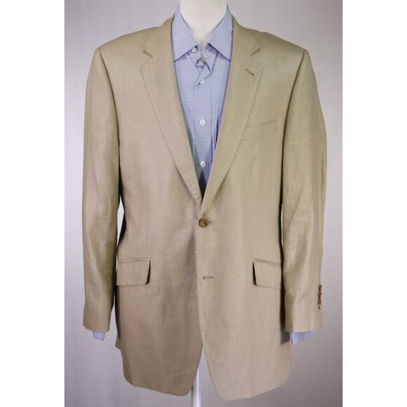 MySuit Custom Made Tan 100% Linen 2-Btn Blazer Jacket 44R - Picture 2 of 10